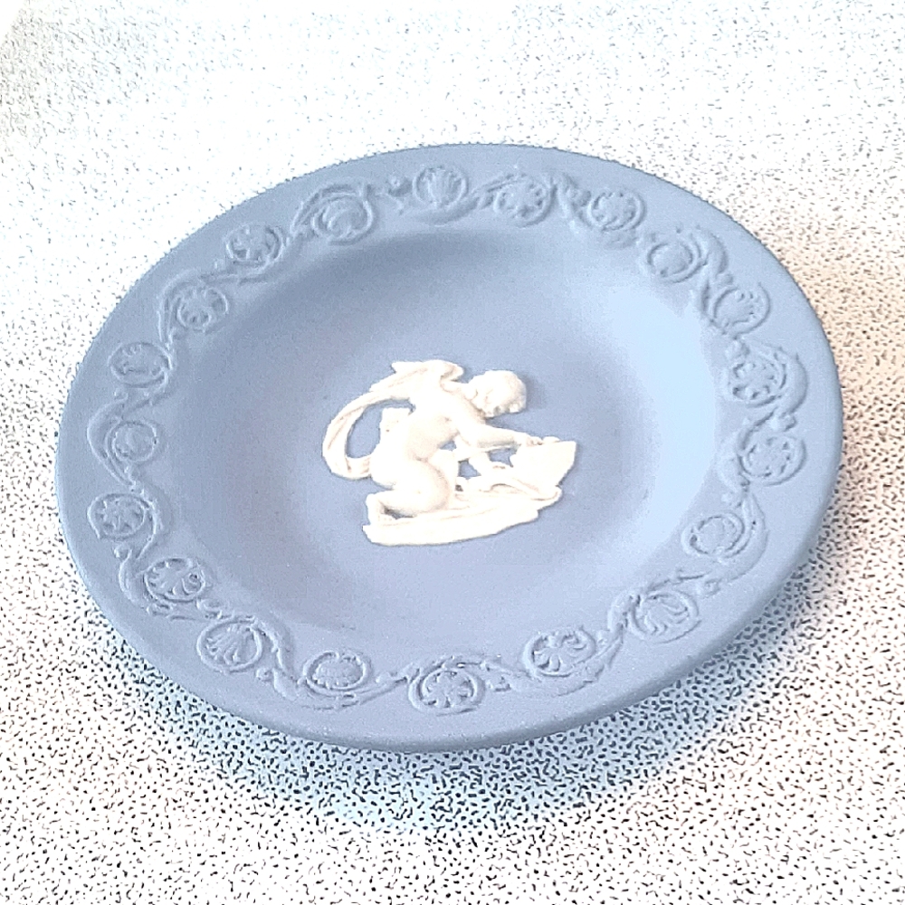 Blue Wedgewood Tray with White Design